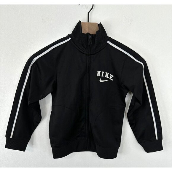 Nike Track Jacket Kids 6 Black Full Zip High Neck Athletic Logo - Picture 1 of 8